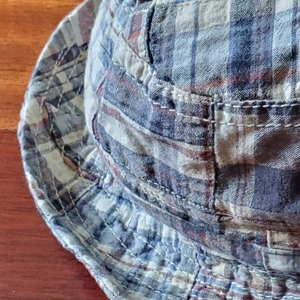 Baby Gap Blue/Gray Plaid Beach Hat 12-18 Months