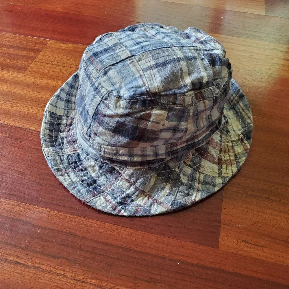 Baby Gap Blue/Gray Plaid Beach Hat 12-18 Months
