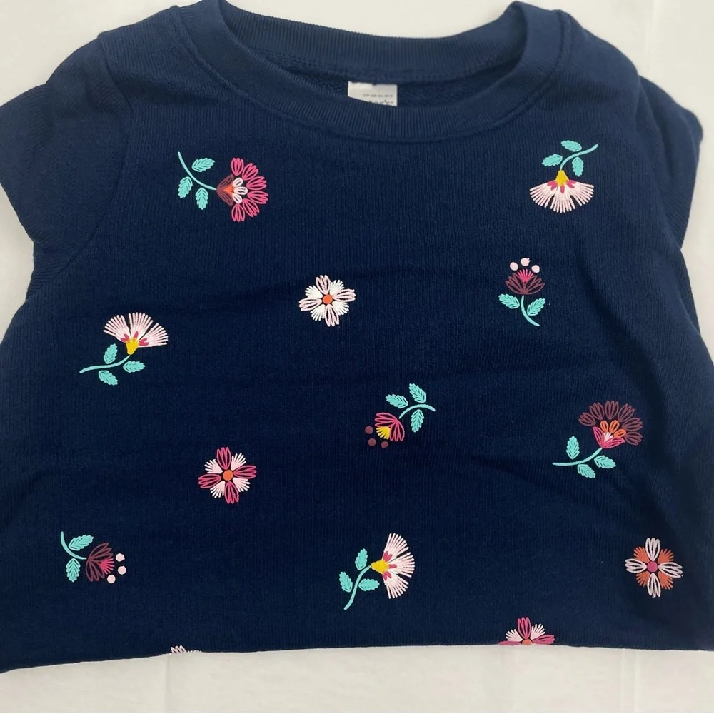 Carter’s Girl Sweatshirt Size 4 Navy Blue Floral