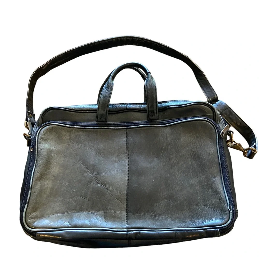 Vintage Wilsons Black Aged Leather Men’s High End Laptop Briefcase Attaché
