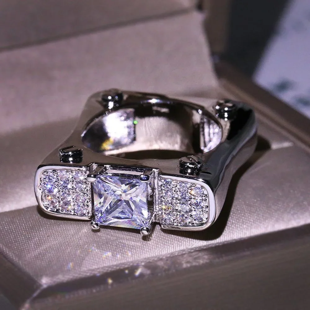 ✨ Punk Refine Cubic Princess Zircon Diamond Filled Ring for Women/Man, PD385