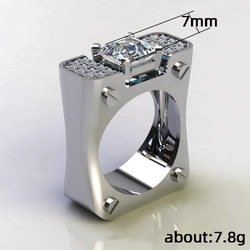 ✨ Punk Refine Cubic Princess Zircon Diamond Filled Ring for Women/Man, PD385