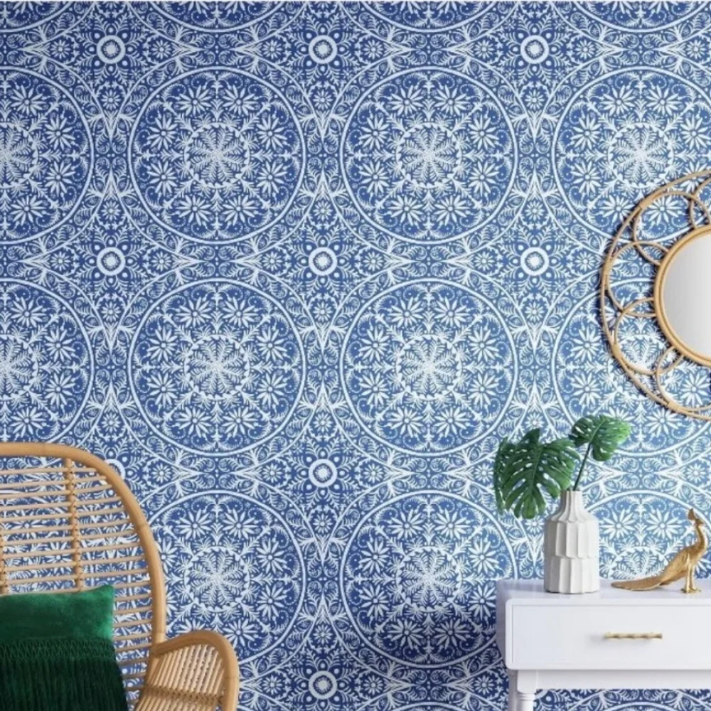 Opalhouse Wallpaper Cadiz Medallion Blue Lot 2 Rolls Peel Stick USA Made
