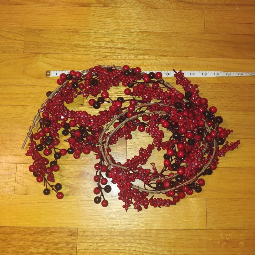 Christmas Decoration Red Burgundy Artificial Berry Strand Mixed Berries Holly