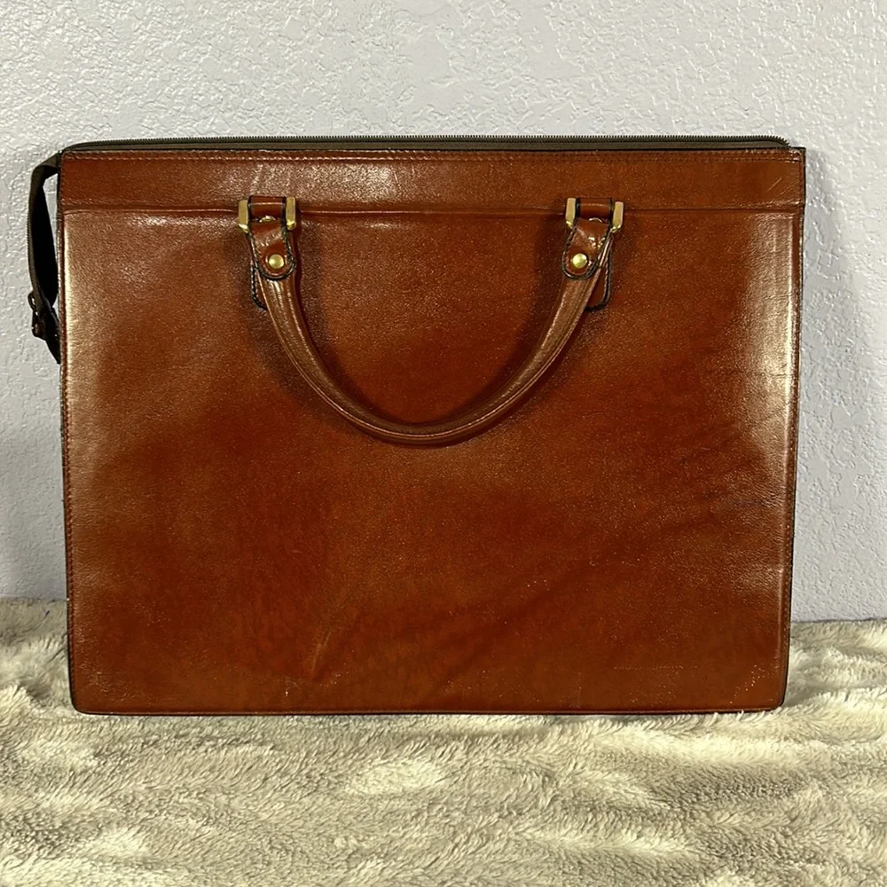 Vintage Gold Pfeil sport 16” Brown Leather Briefcase Portfolio Document Bag