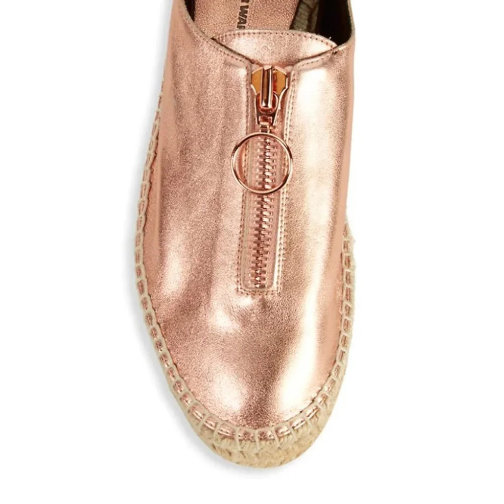 Alexander Wang Devon Rose Gold Metallic Platform Jute Espadrilles