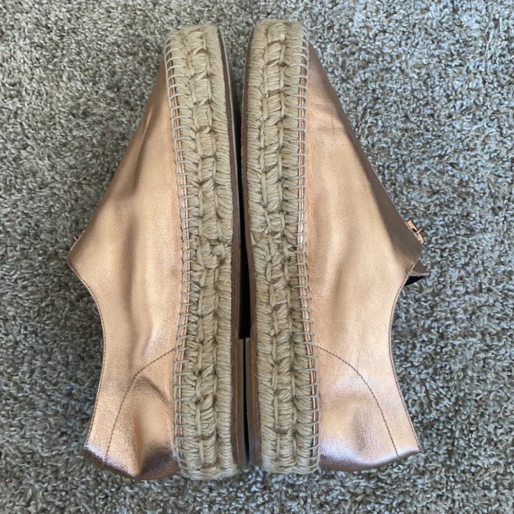 Alexander Wang Devon Rose Gold Metallic Platform Jute Espadrilles