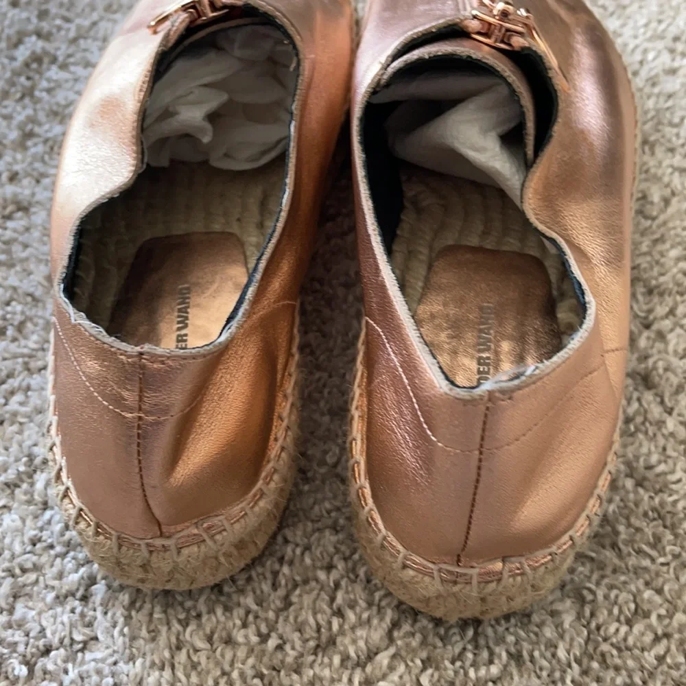 Alexander Wang Devon Rose Gold Metallic Platform Jute Espadrilles
