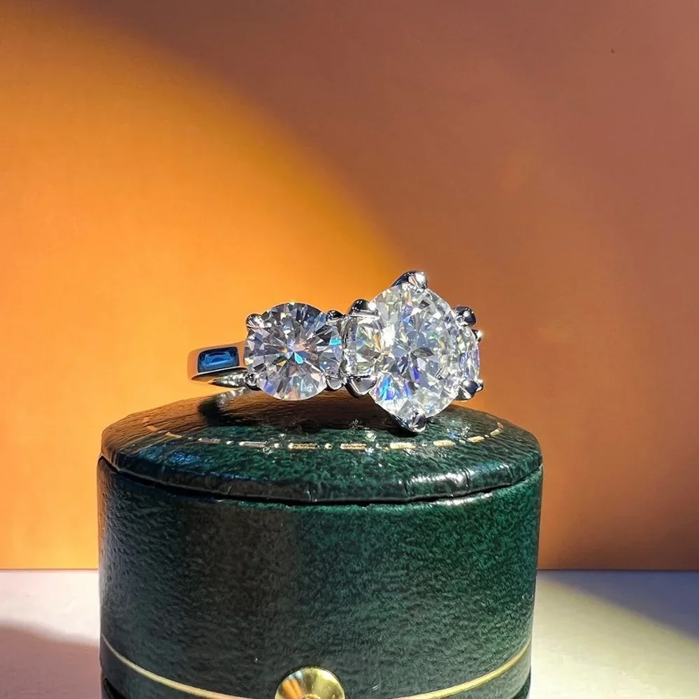 #Certified 5ct. t.w. Moissanite Diamond Three Stone Engagement Ring NEW