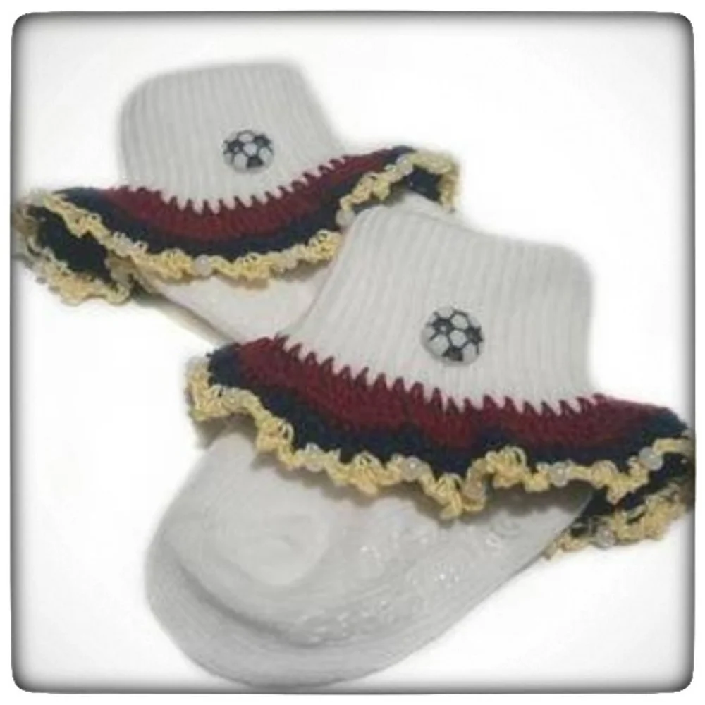 Handmade Crocheted Barcelona Spain Soccer Socks 0-6M