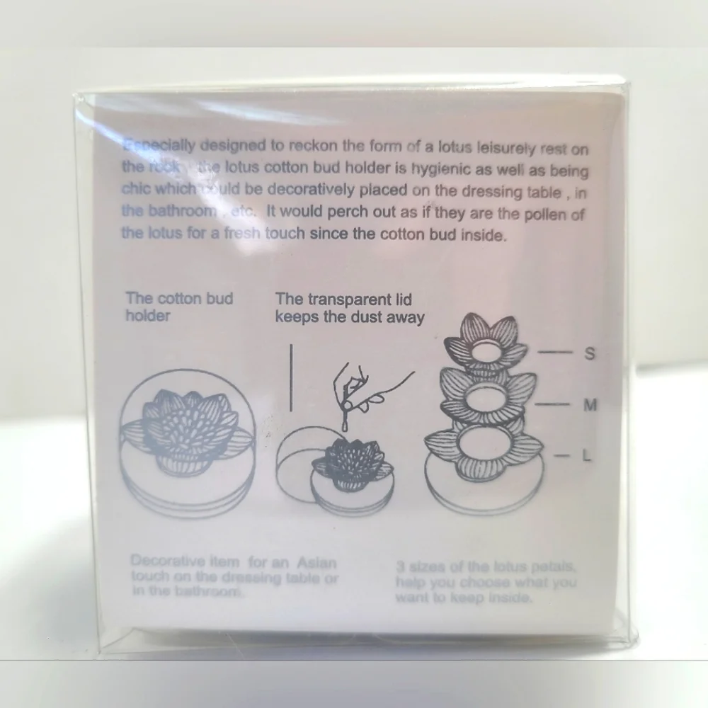 BLACK LOTUS Flower Shape Toothpick Cotton Bud Swab Qtip Holder Storage Box NEW