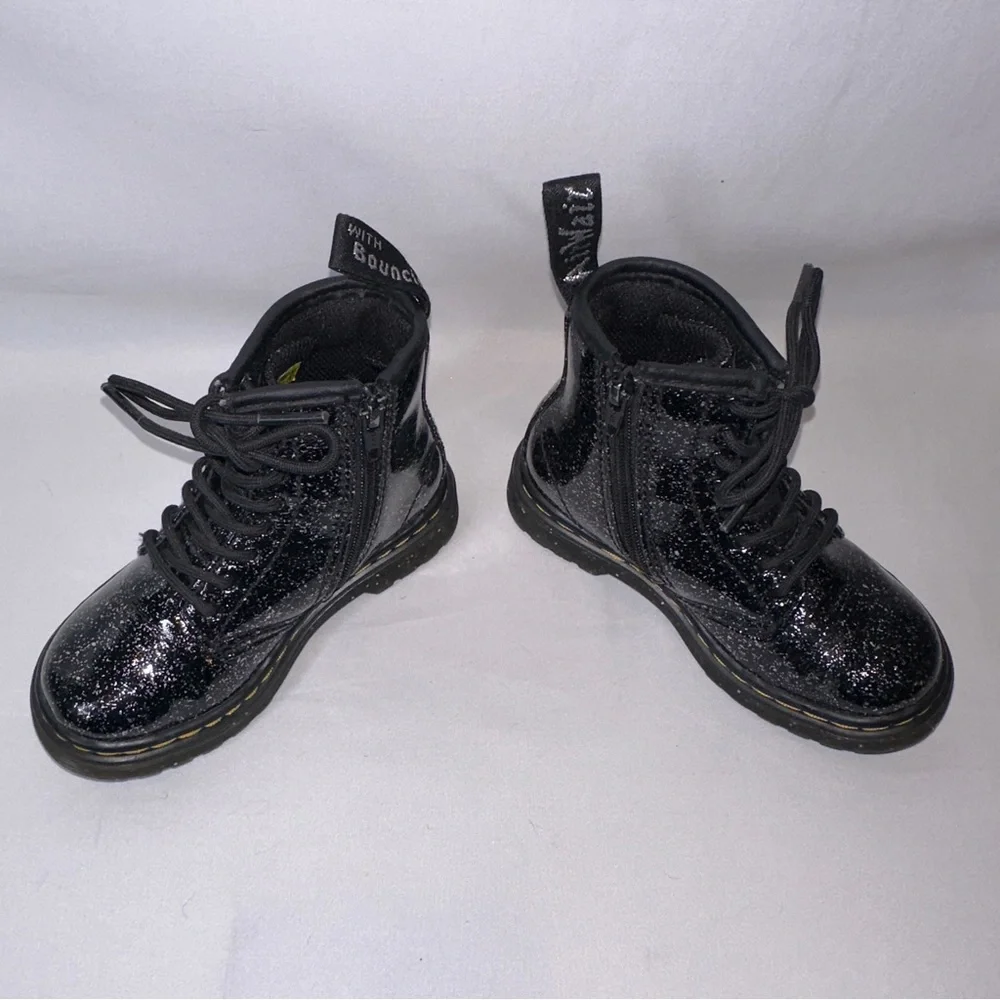 Dr. Martens Toddler 1460 Cosmic Glitter Lace Up Boot Black Size 8