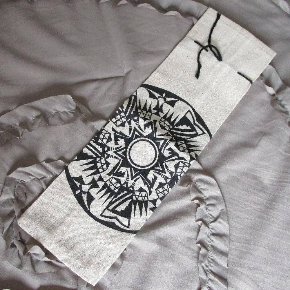 graphic printed linen wine bottle gift bag