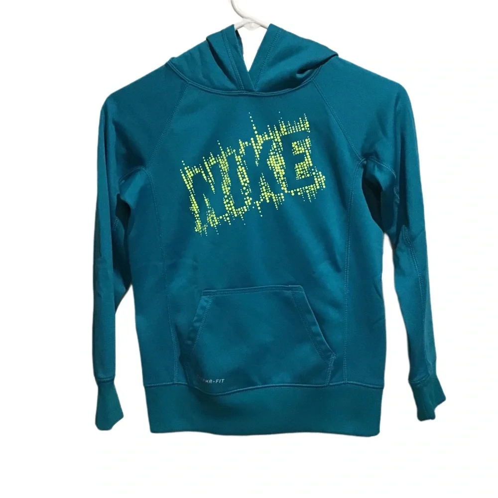 Nike Therma Fit Kids Pullover Hooded Teal/Neon