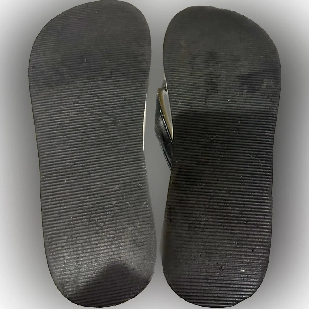 VTG RARE 90’s SUGAR BLACK WHITE PLATFORM SANDAL FLIP FLOP FLOATIE SZ:7-8 FLAWED