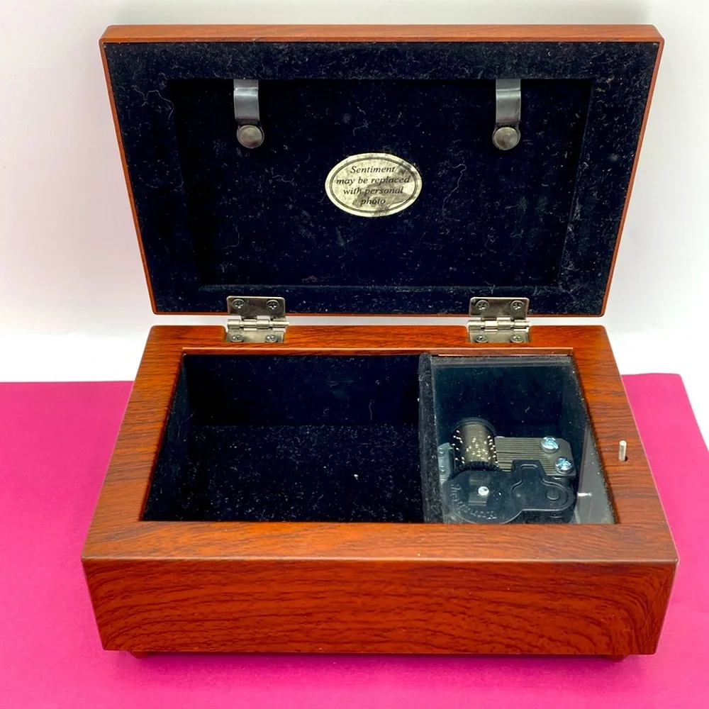 Woodgrain Religious Music Box With Faith You Will Never Walk Alone”