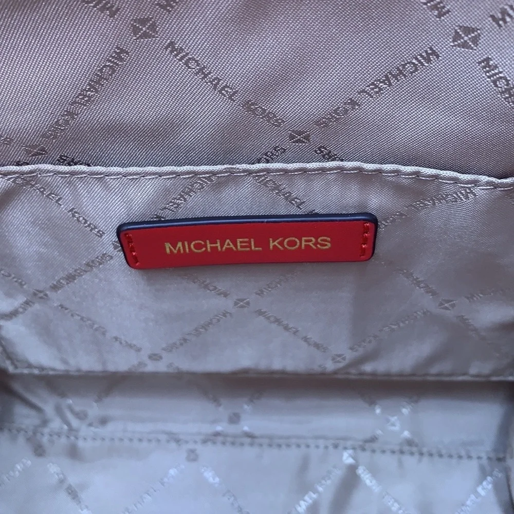 Michael Kors Avril Small Leather Top-Zip Satchel Flame color