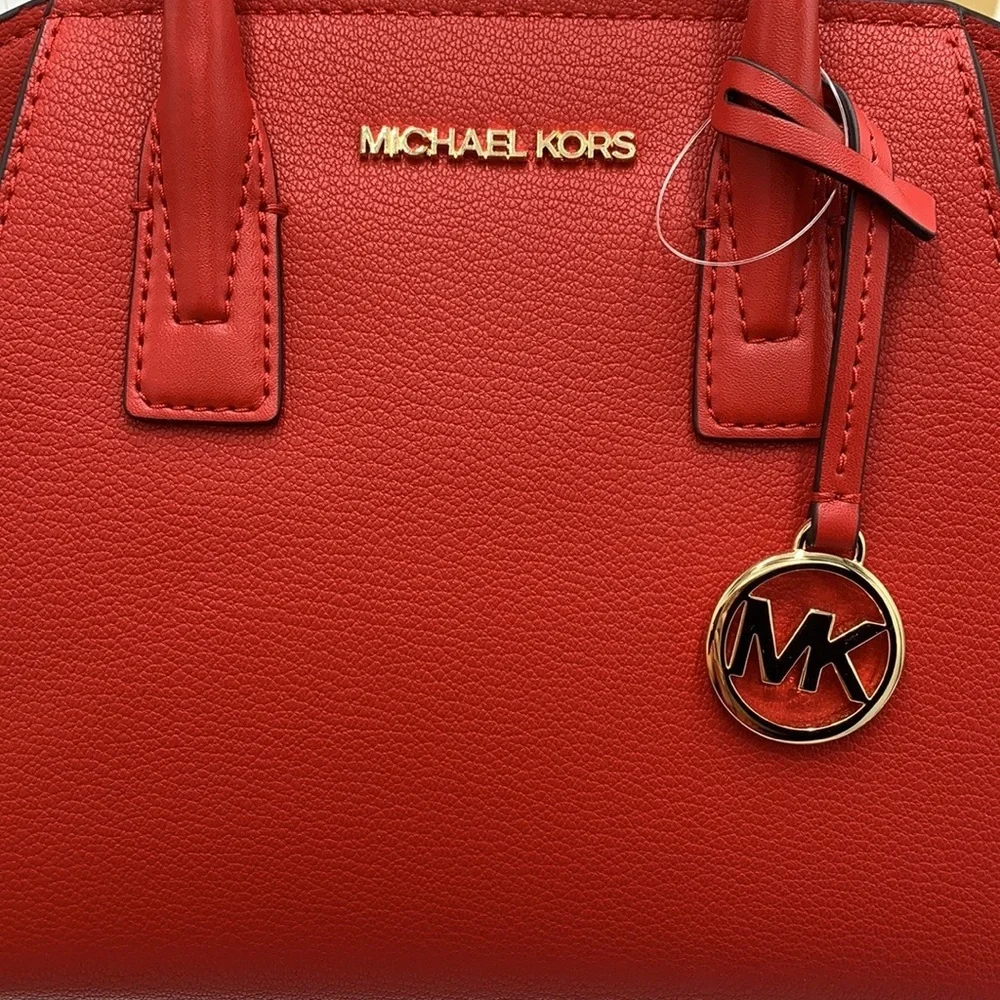 Michael Kors Avril Small Leather Top-Zip Satchel Flame color