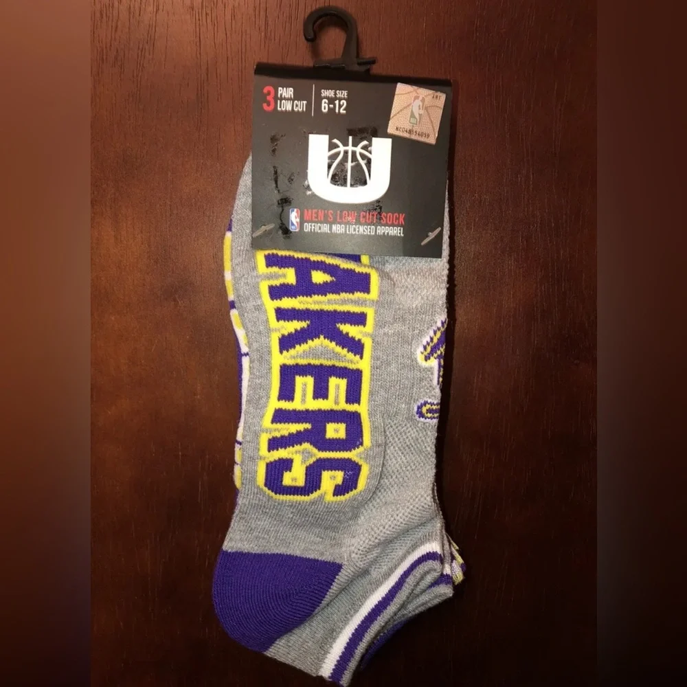 NBA Ultra Game Los Angeles Lakers Men’s Low Cut Socks - 3 Pair - Shoe Size 6-12