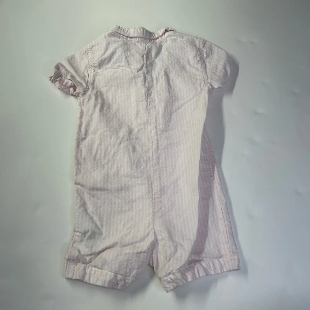 Old Navy Baby Boy Pink Striped Romper with Bow tie