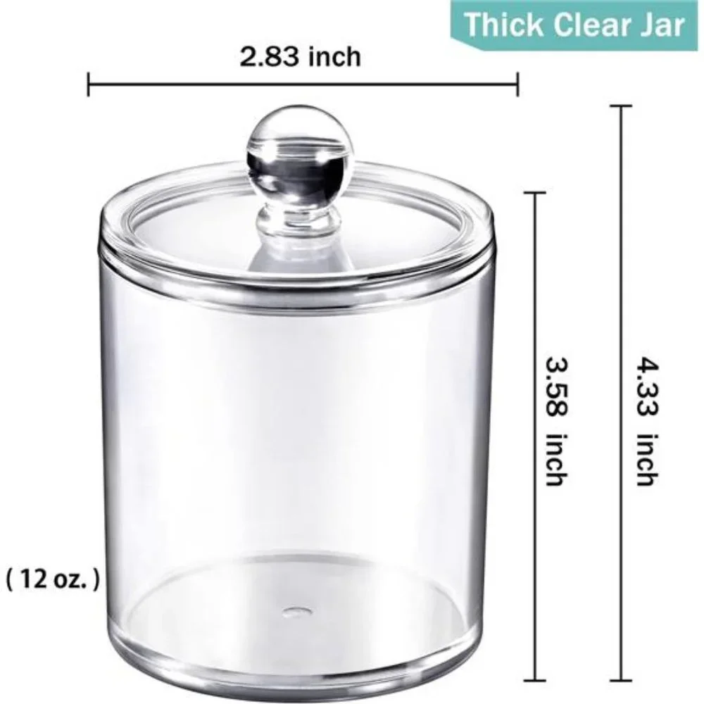 6 Pack of 12 Oz. Holder Storage Canister Clear Plastic Acrylic Jar (Clear)