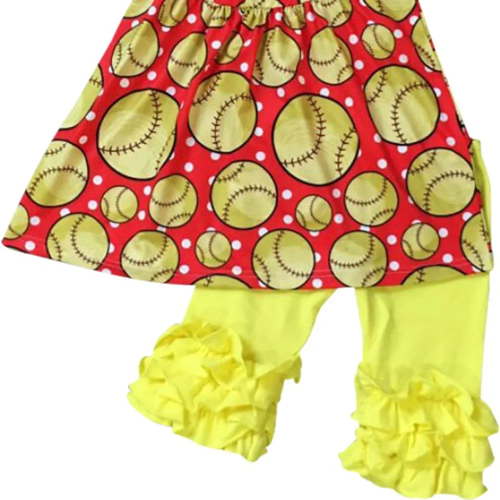 Little Girl Kids Toddler Short Sleeve Baseball Dress Tunic Ruffles Pants Set