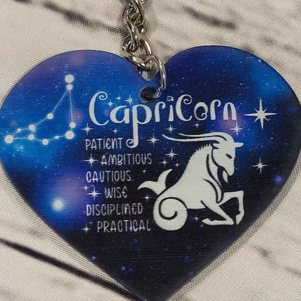 New Zodiac Universe Blue Heart Capricorn Keychain