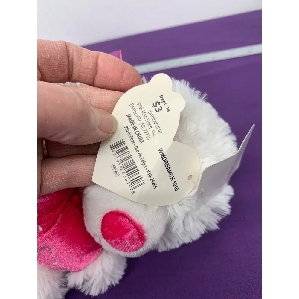 Walmart Only You Valentine Bear 7 Inch Pink Heart Bow Plush Stuffed Animal