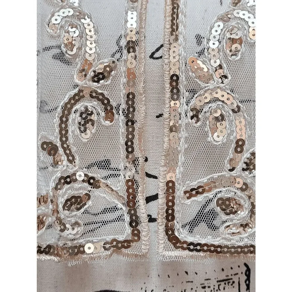 ✨ Sequin Mesh Evening Party Retro Flapper 1920s Shawl Wrap Cover Up Cape NEW