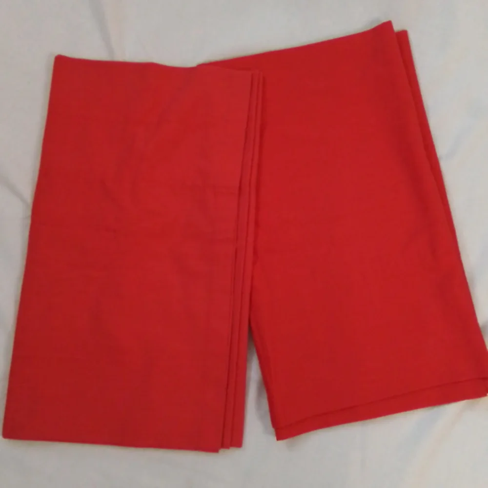 Two Sets of Red Rod Pocket Curtain Toppers