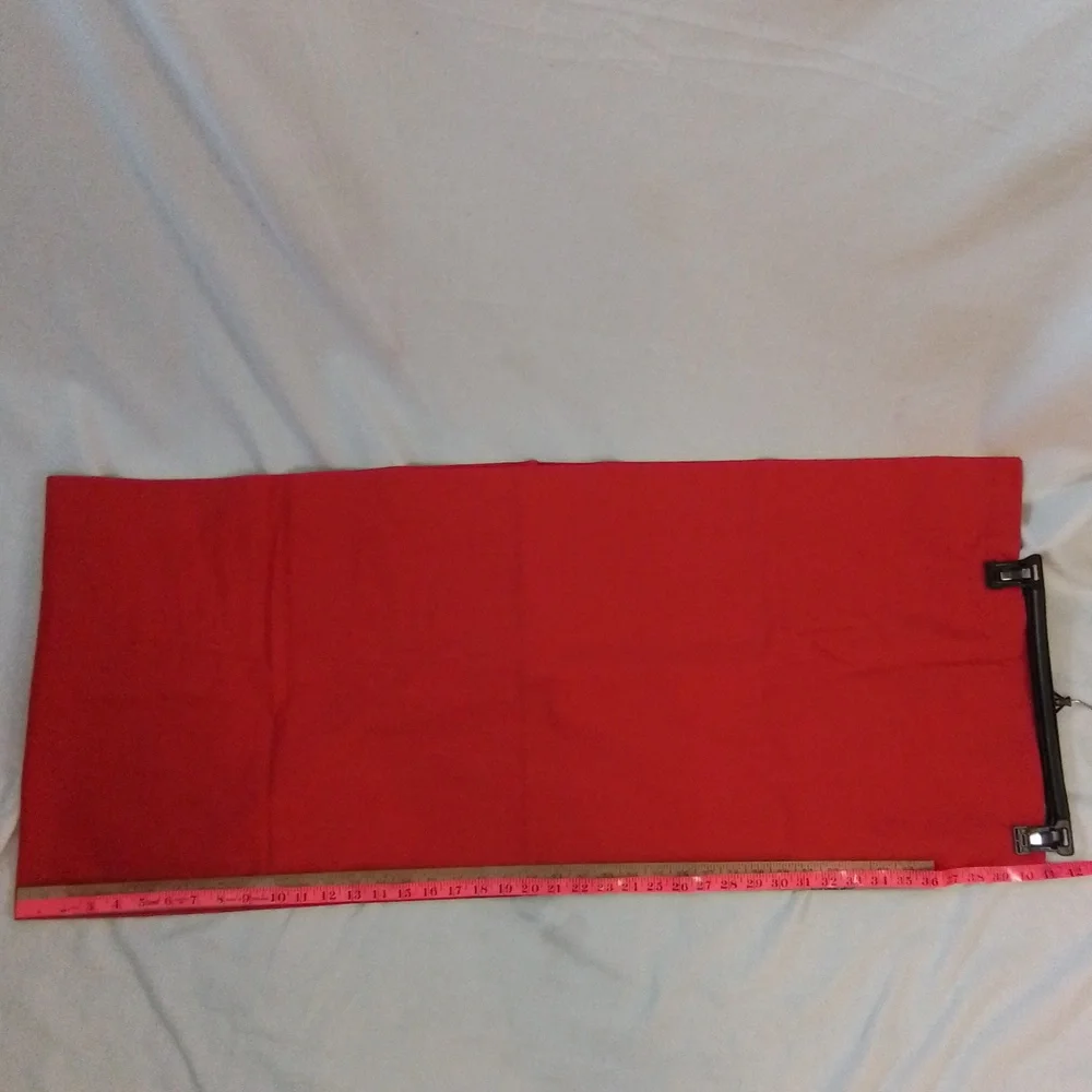 Two Sets of Red Rod Pocket Curtain Toppers