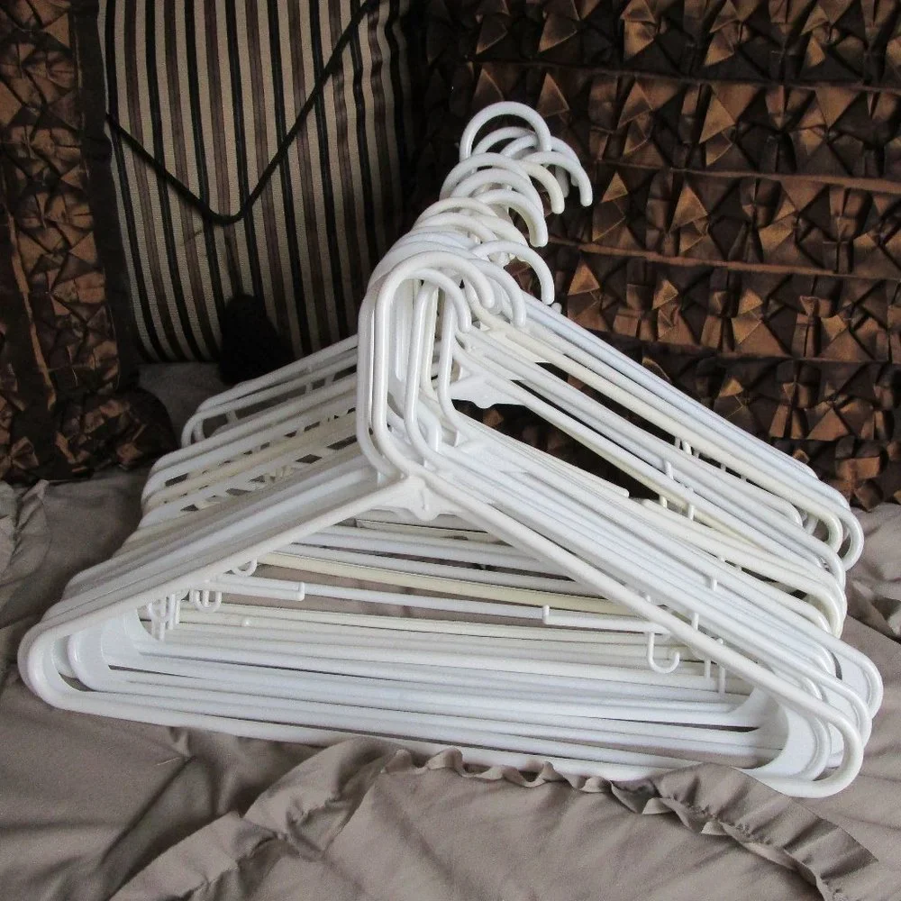 lot of plastic hangers
