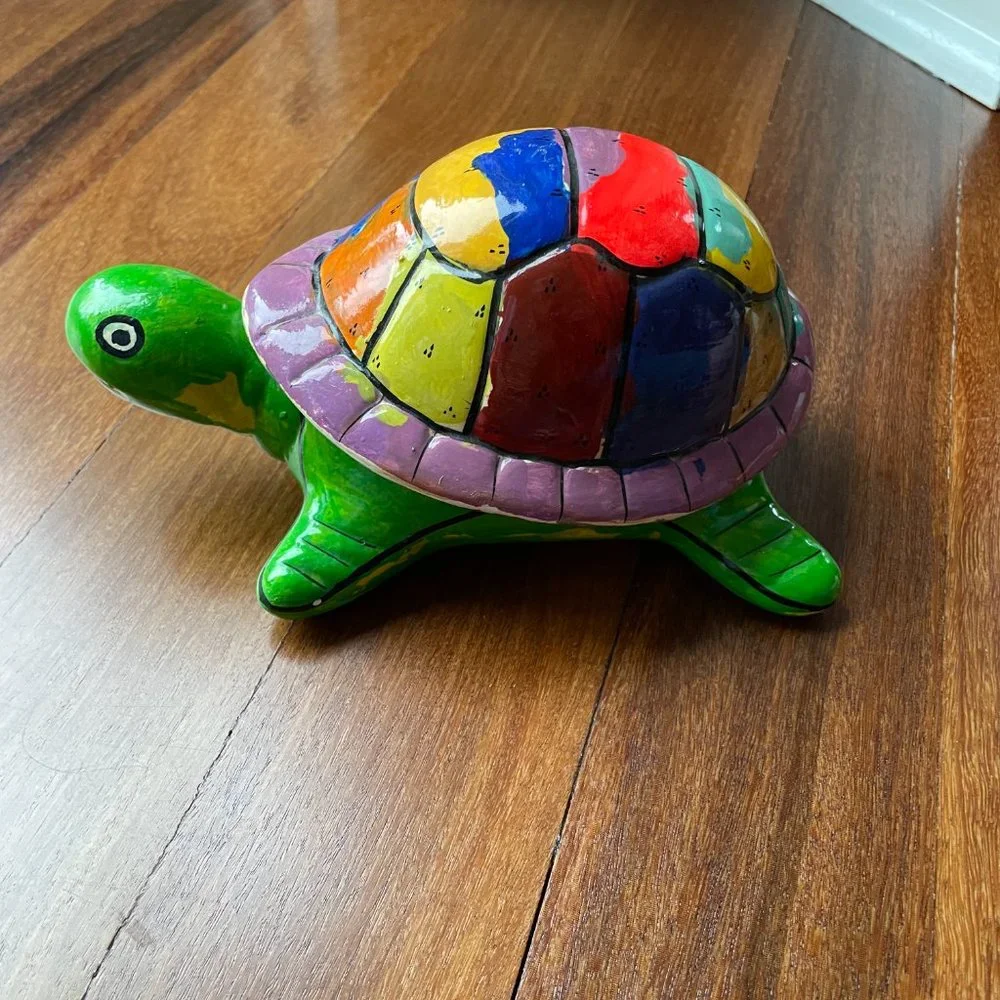 Mexico Folk Art - Turtle Trinket box and Jumping Dolphins figure