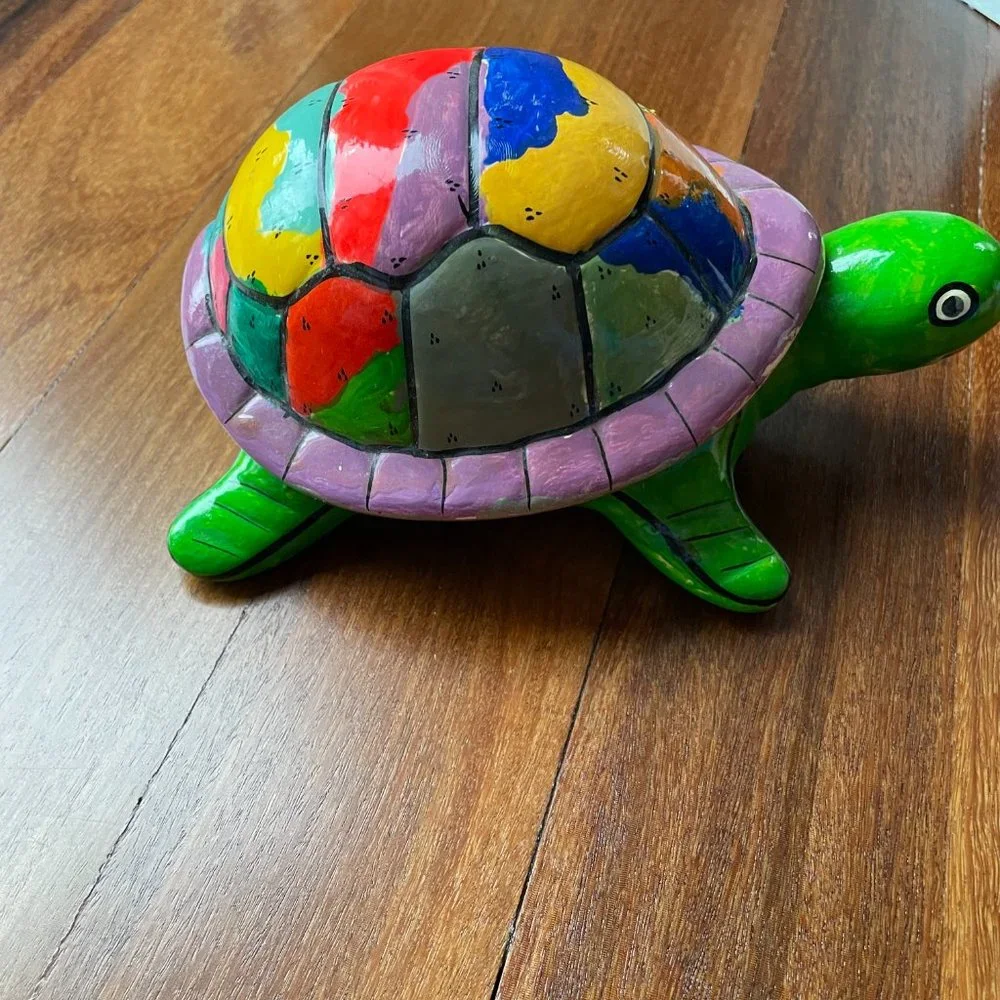 Mexico Folk Art - Turtle Trinket box and Jumping Dolphins figure