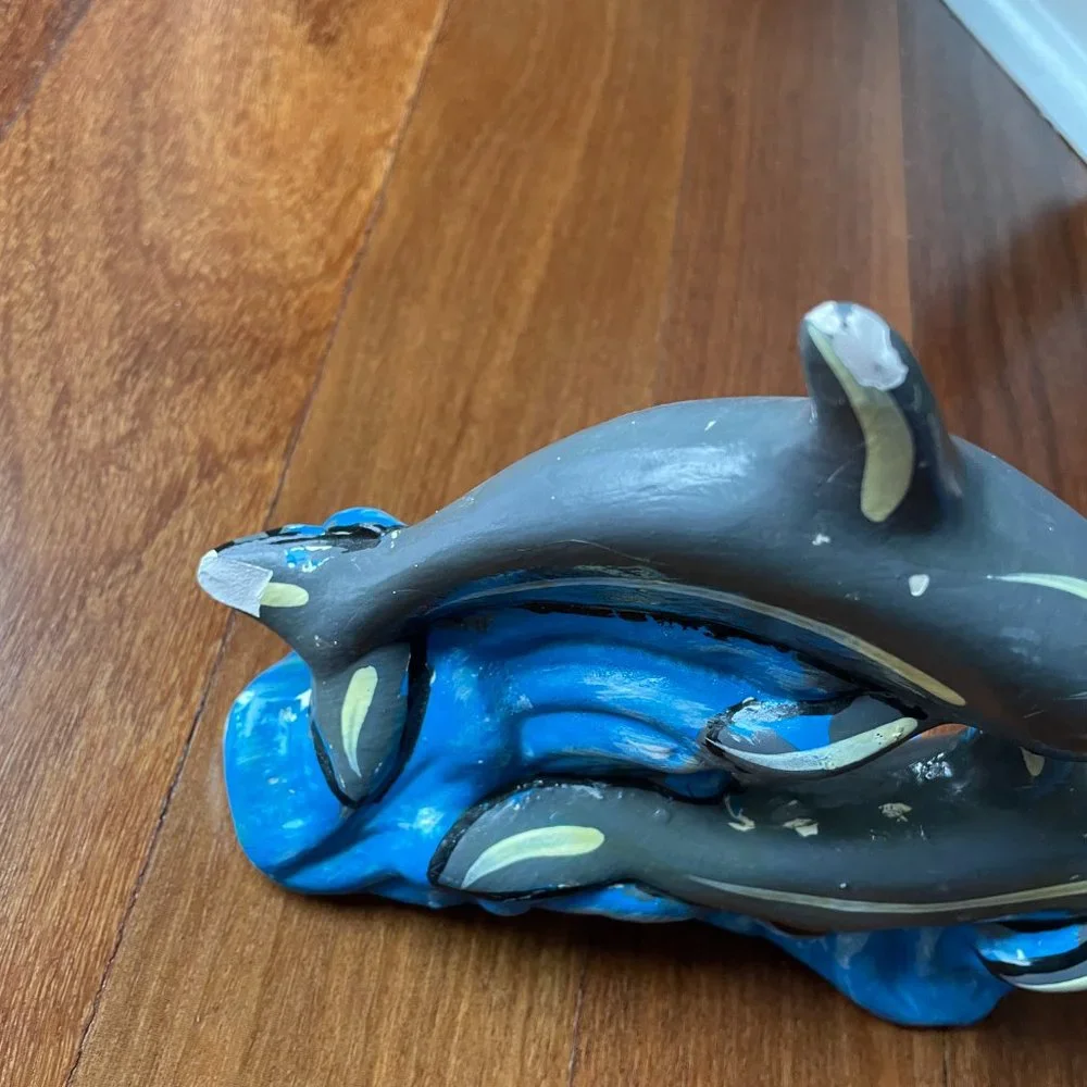 Mexico Folk Art - Turtle Trinket box and Jumping Dolphins figure