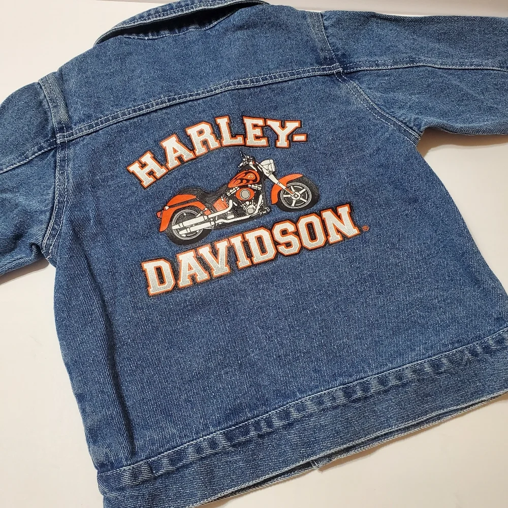 Vintage Harley Davidson Toddler Denim Jean Jacket Size 4/5