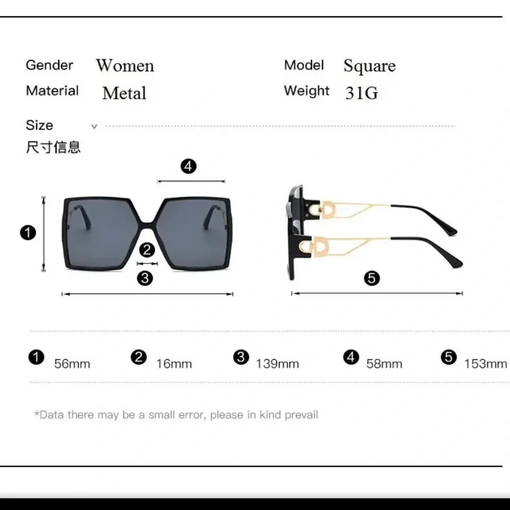 Black  & Tea Square Sunglasses with Gold Arm Detail