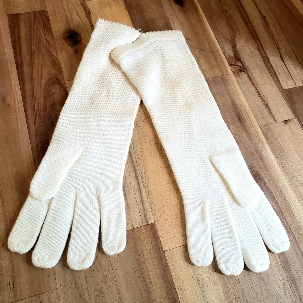 Vintage Shalimar Wool Beaded Gloves Ivory Japan Womens M New See Description
