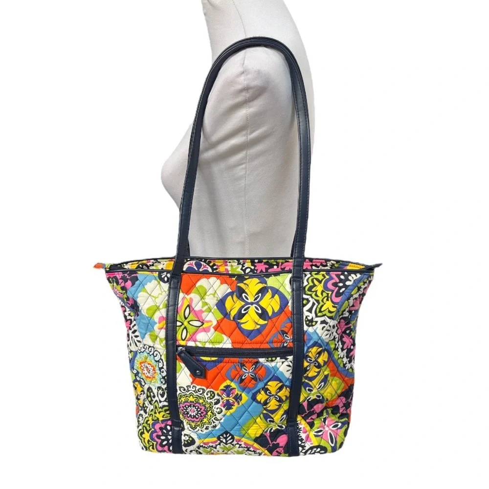 Vera Bradley Tote Bag in Rio Blue Green Orange Yellow Pink