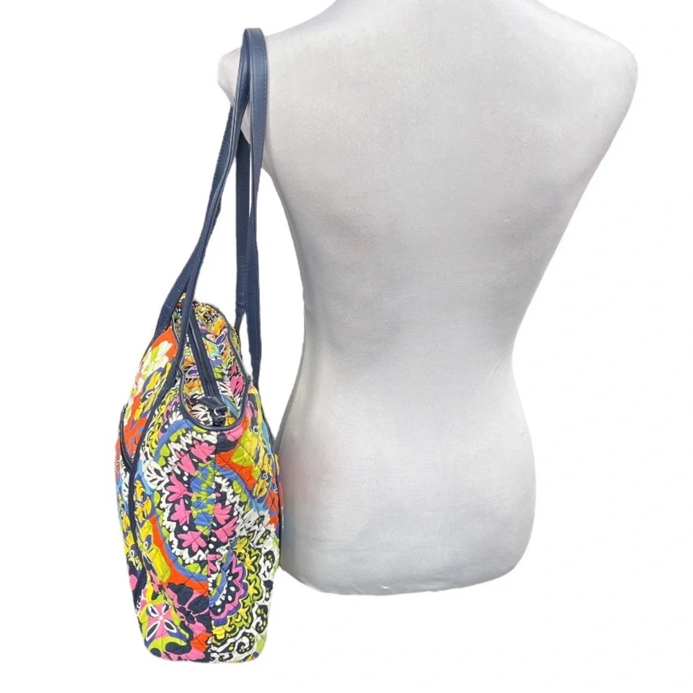Vera Bradley Tote Bag in Rio Blue Green Orange Yellow Pink