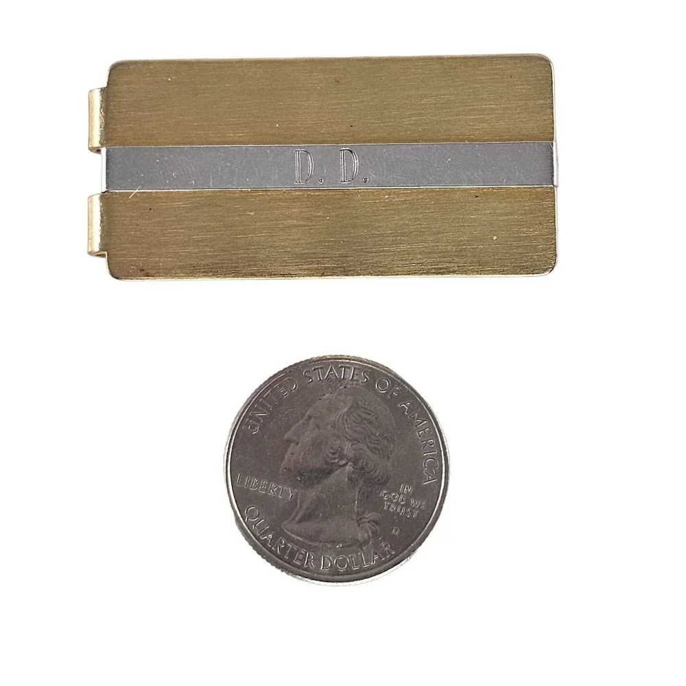 Vintage Anson Money Clip Monogrammed DD Gold Tone Silver Stripe