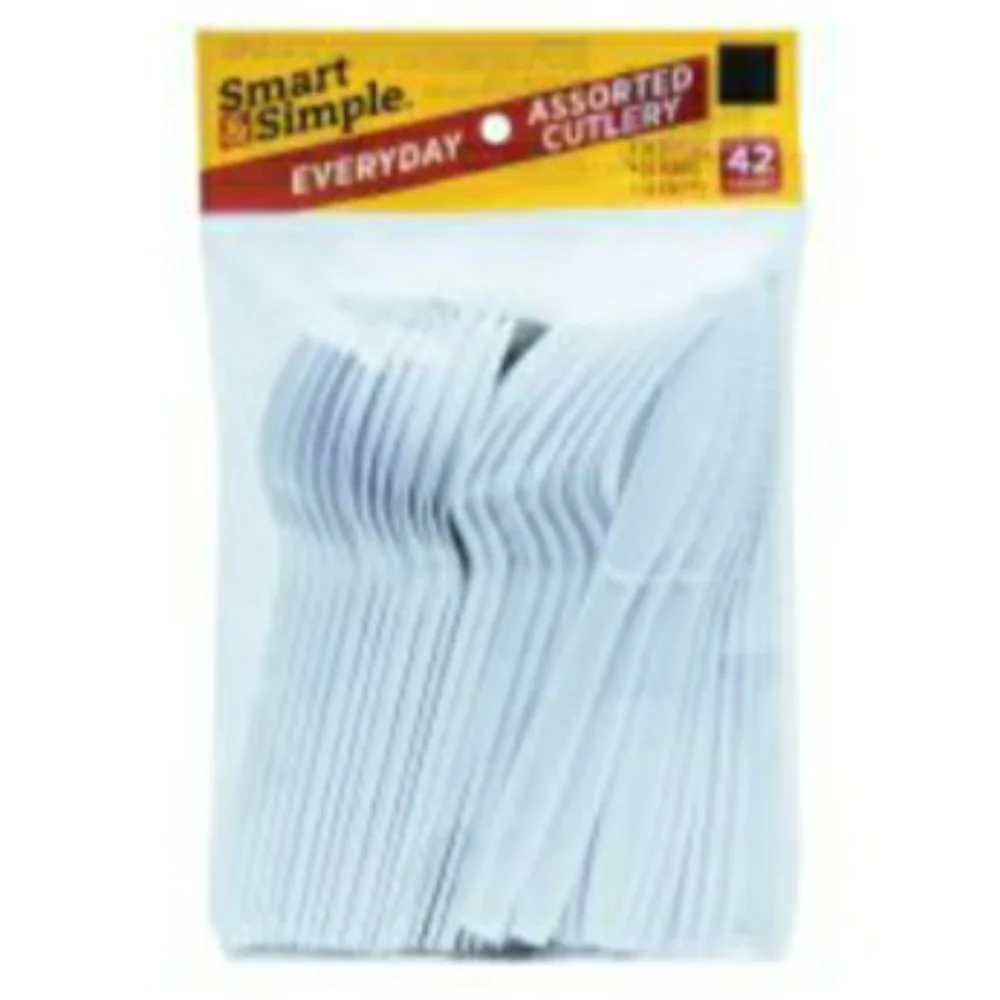 10x Packages Of Smart & Simple Assorted Cutlery, White, 42 Ct Party & Weddings