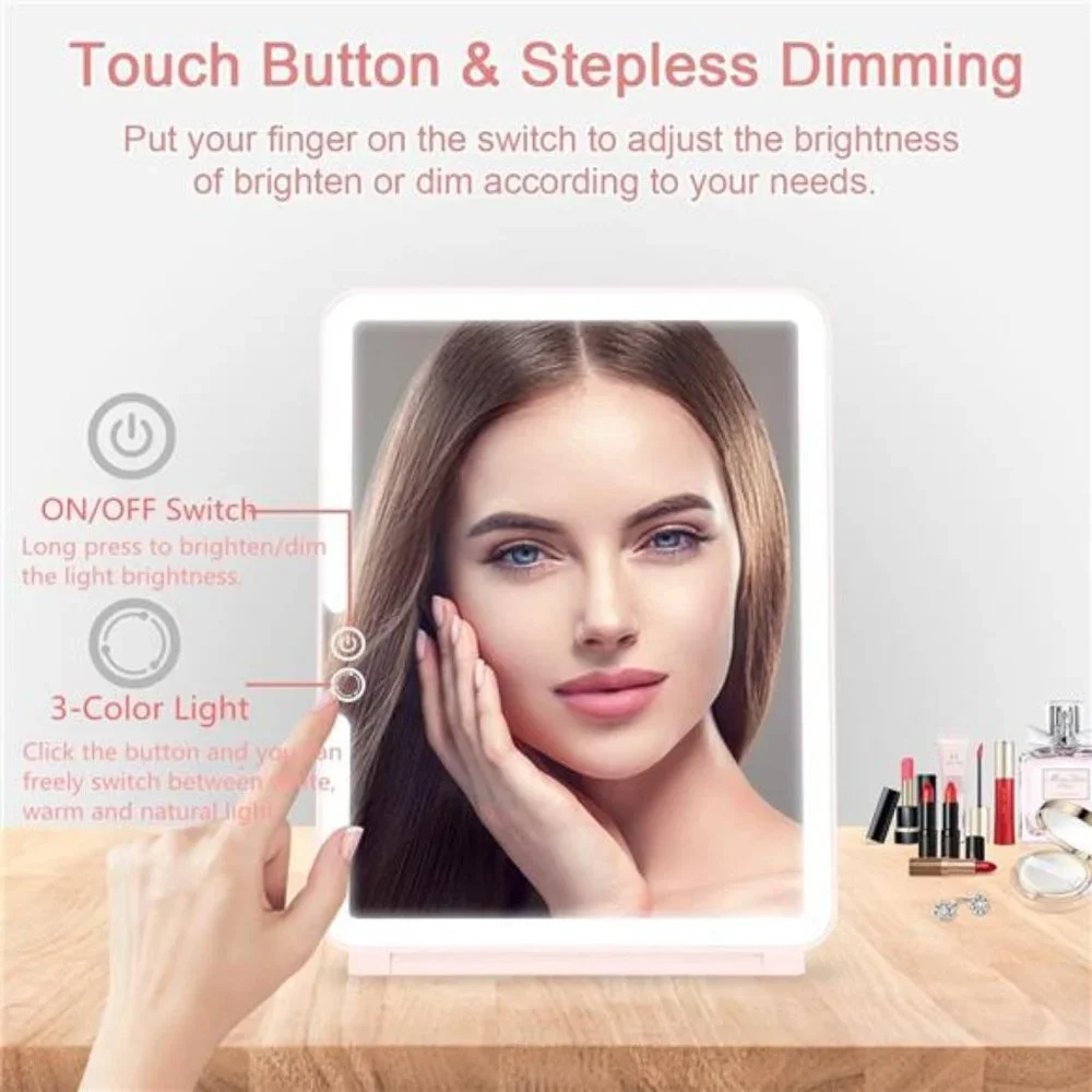 Folding Travel Mirror Lighted Makeup Mirror with 72 LEDs 3 Colors Light Modes