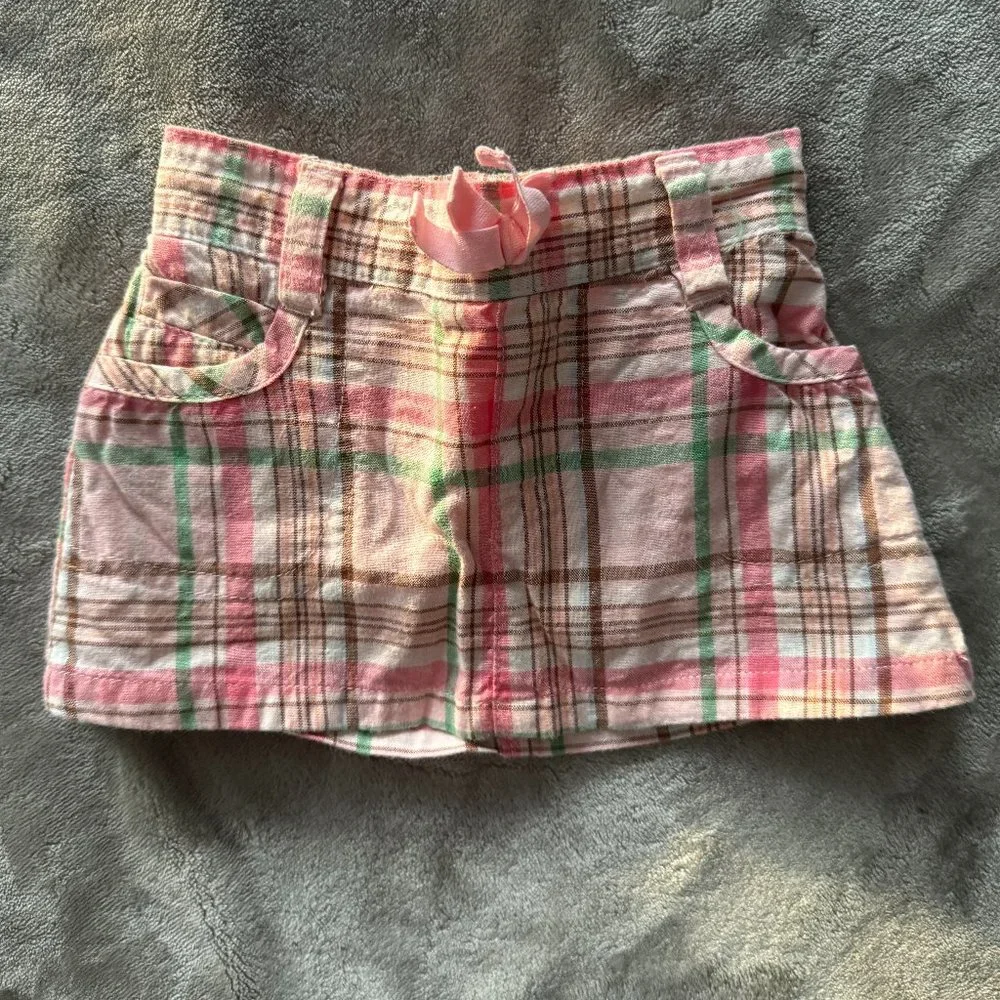 EUC OshKosh B'gosh Plaid Skirt w/ Built-in Bloomers Sz 6 mos
