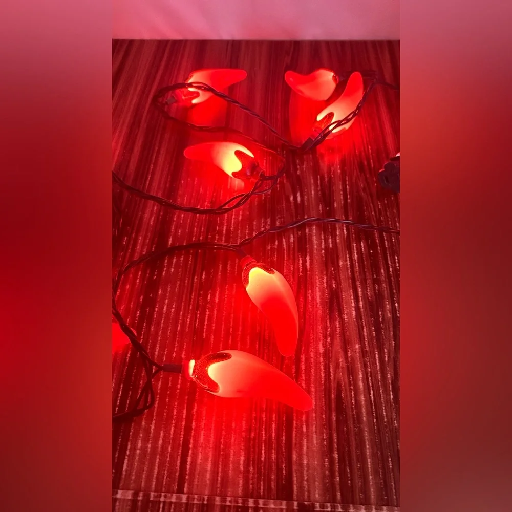 Red Chili Peppers String 10 Lights 95”inch String Decor Party Indoor Or Outdoor