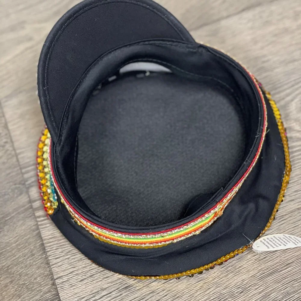 RAINBOW PRIDE SEQUIN CAPTAIN HAT - NWT!