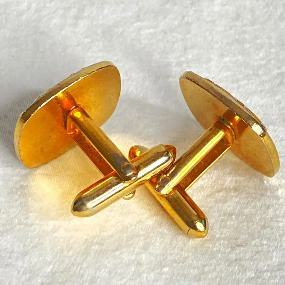 💎Swank Cufflinks Gold Tone Textured And Engraved Abstract Design Squares