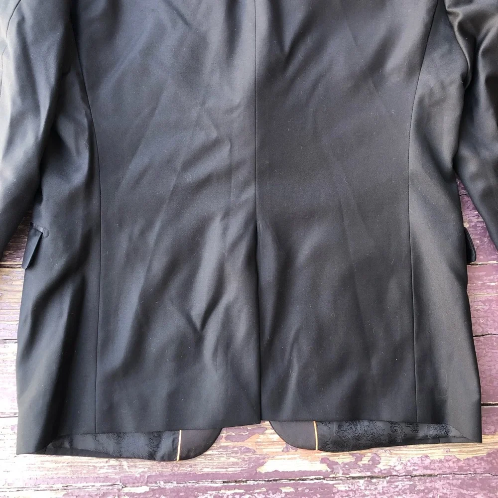 Paul Betenly Rocco Tuxedo Jacket Black 100% Wool Super 120s 38S