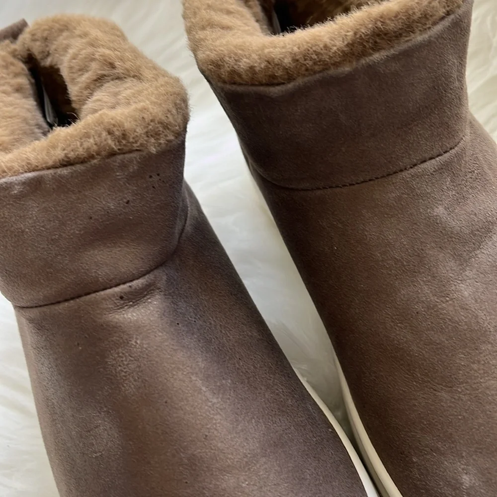 NEW JSlides Nia Brushed Suede & Fun Faux Fur Chunky Platform Sneaker Bootie 7.5M