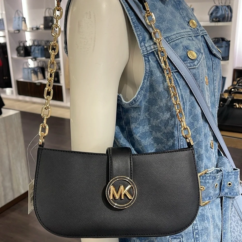 MICHAEL KORS Carmen Small Shoulder Bag Black  NWT